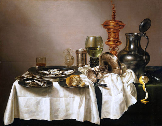 Still life with a Cup, vintage artwork by Willem Claesz. Heda, 12x8" (A4) Poster