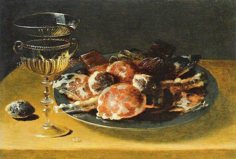 Still Life with Candied Fruit and Wine Glass, vintage artwork by Osias Beert, A3 (16x12") Poster Print