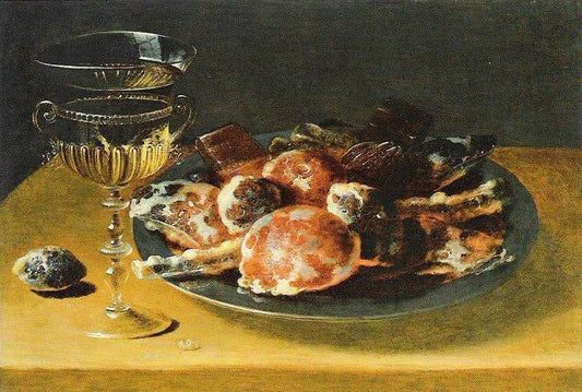 Still Life with Candied Fruit and Wine Glass, vintage artwork by Osias Beert, A3 (16x12") Poster Print