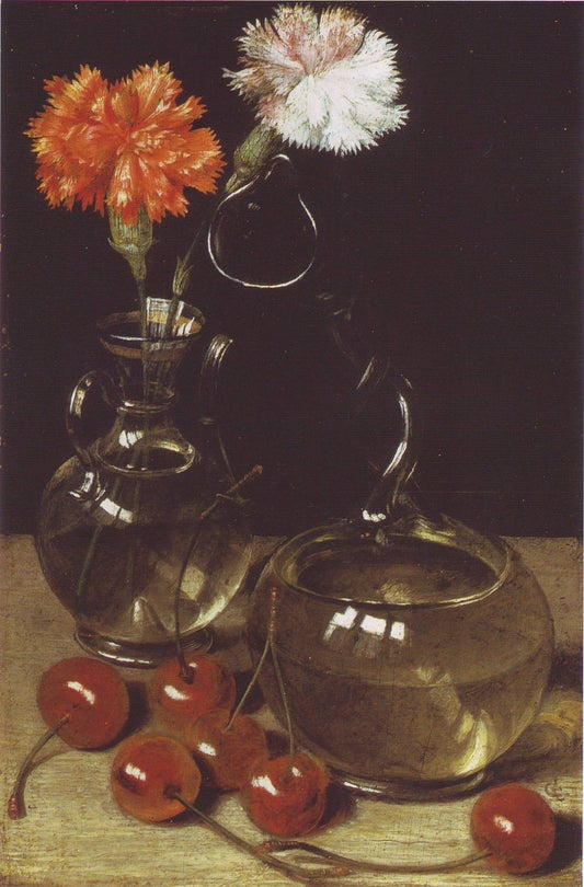 Still-life with Carnation and Cherries, vintage artwork by Georg Flegel, A3 (16x12") Poster Print