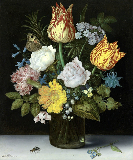 Still Life with Flowers and a Butterfly, vintage artwork by Ambrosius Bosschaert (I), A3 (16x12") Poster Print
