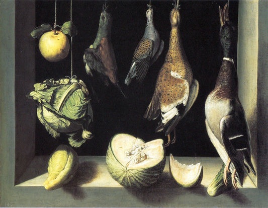 Stilllife with wild Birds, vintage artwork by Juan Sànchez Cotàn, A3 (16x12") Poster Print