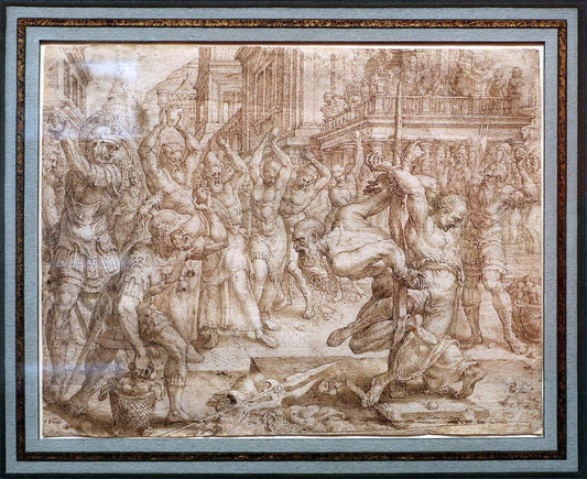Stoning of the Elders, vintage artwork by Maerten van Heemskerck, A3 (16x12") Poster Print