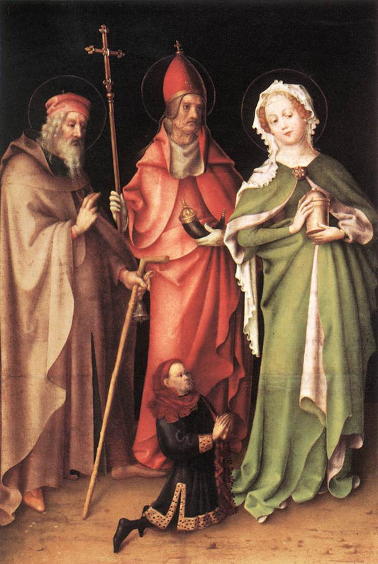 Sts Anthony the Hermit, Cornelius and Mary Magdalen with a Donor, vintage artwork by Stefan Lochner, A3 (16x12") Poster Print
