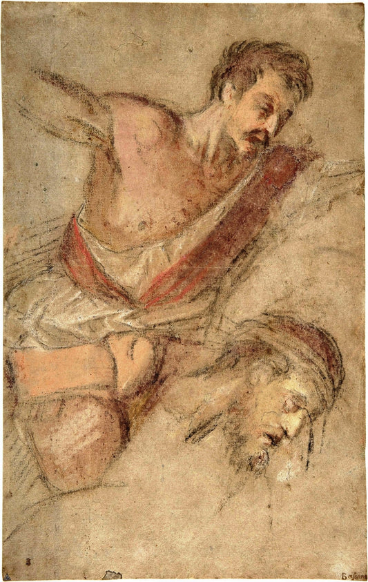 Studies for a Scourging Soldier and the Head of Christ, vintage artwork by Jacopo Bassano, A3 (16x12") Poster Print