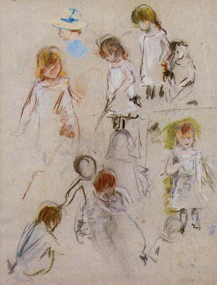 Studies of a Little Girl - 1882 by Berthe Morisot, vintage art, modern poster print
