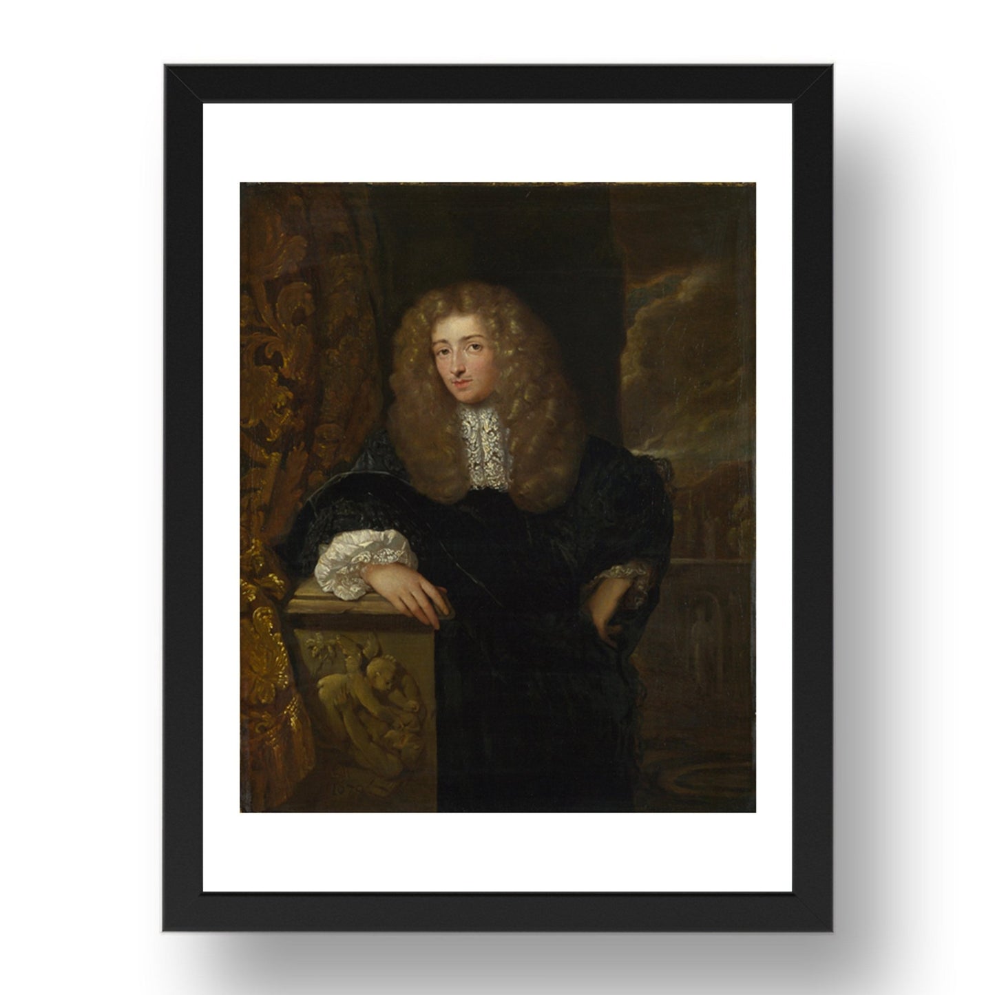 Studio of Caspar Netscher: Portrait of a Young Man, Poster in 17x13"(A3) Frame