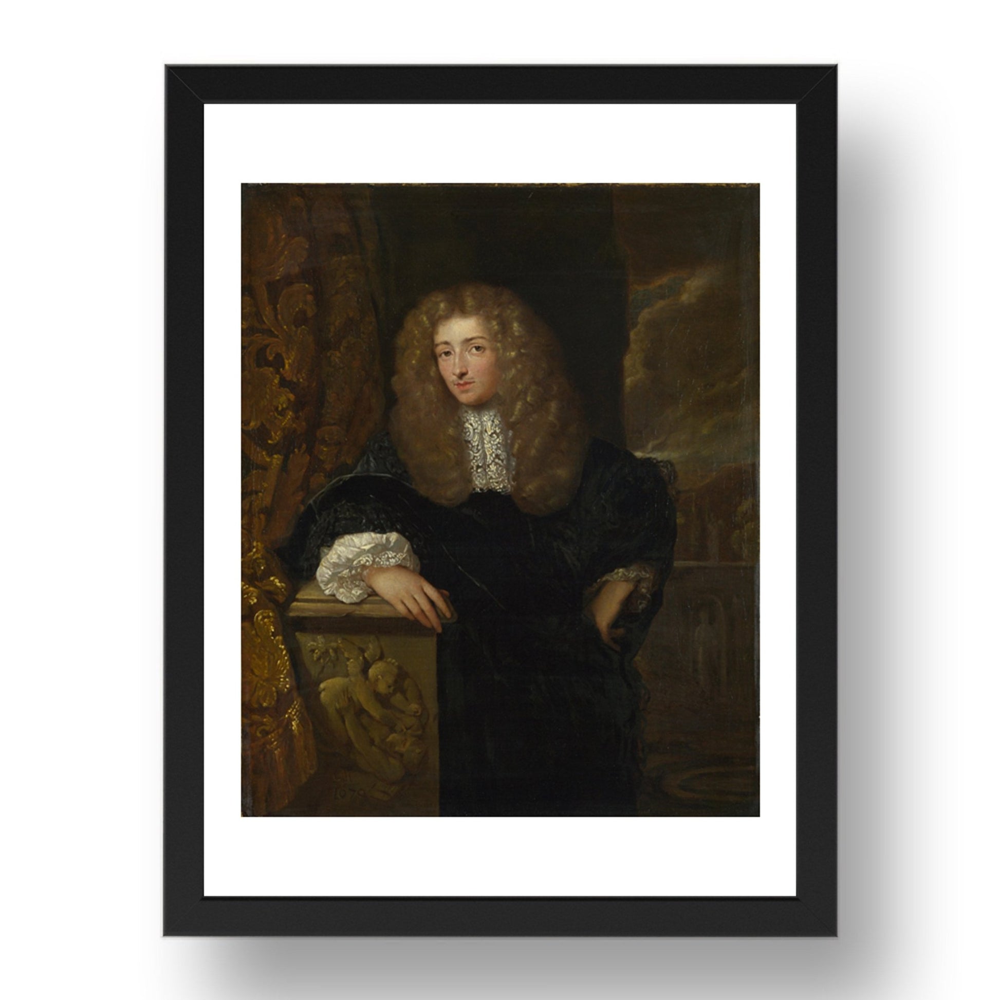 Studio of Caspar Netscher: Portrait of a Young Man, Poster in 17x13"(A3) Frame