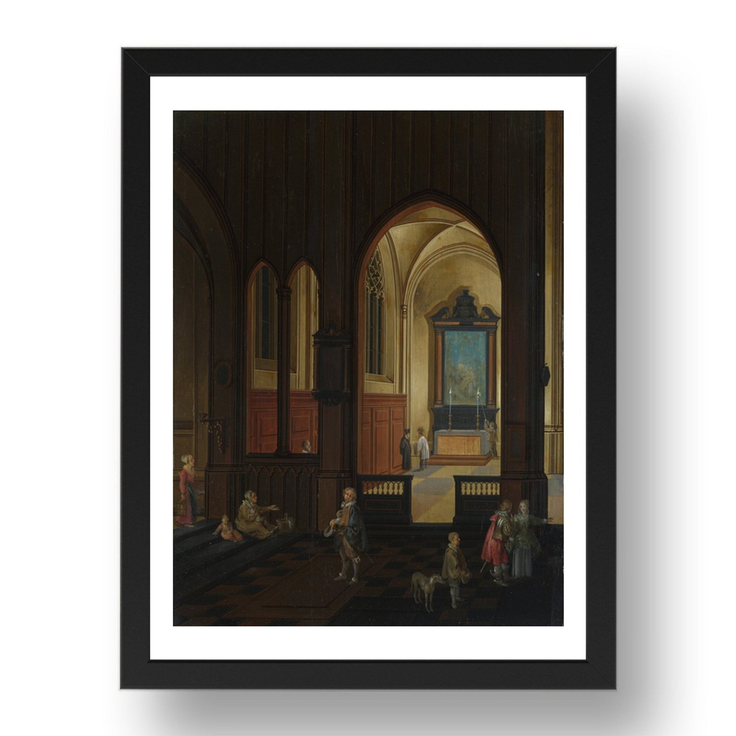 Studio of Pieter Neeffs the Elder: View of a Chapel at Evening, Poster in 17x13"(A3) Frame
