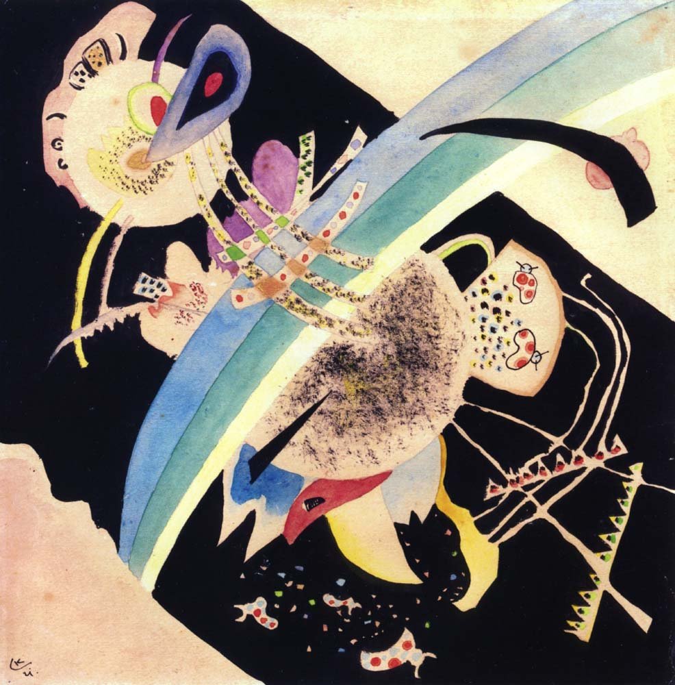 Study for Circles on Black - Wassily Kandinsky -1921 by Wassily Kandinsky, 23x16"( A2 size ) Poster Print