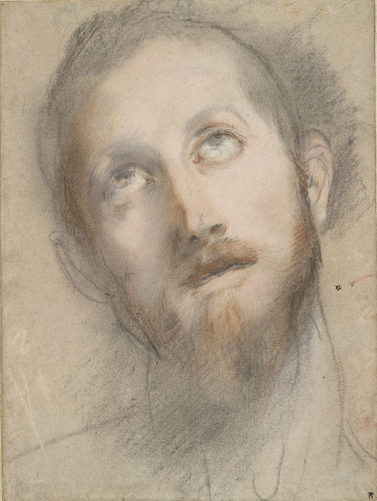 Study for the Head of Christ, vintage artwork by Federico Barocci, 12x8" (A4) Poster