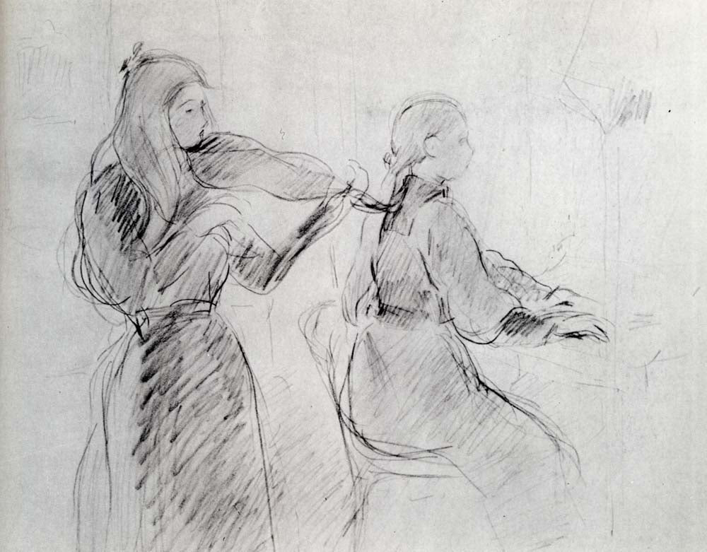 Study for  the Sonata of Mozart by Berthe Morisot, 1894, vintage art, modern poster print