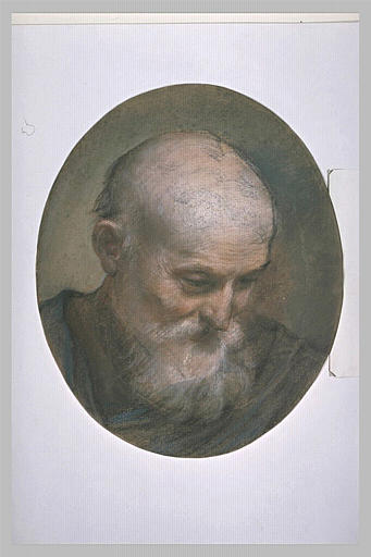 Study Head of an Old Bearded Man, vintage artwork by Federico Barocci, 12x8" (A4) Poster