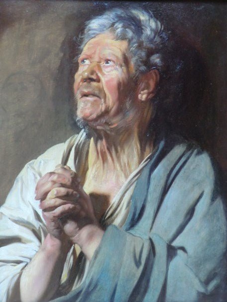 Study of a Head (Abraham Graphius), vintage artwork by Jacob Jordaens, 12x8" (A4) Poster