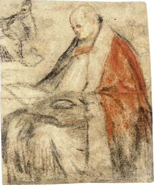 Study of a Seated Bishop Reading a Book on his Lap, vintage artwork by Jacopo Bassano, A3 (16x12") Poster Print