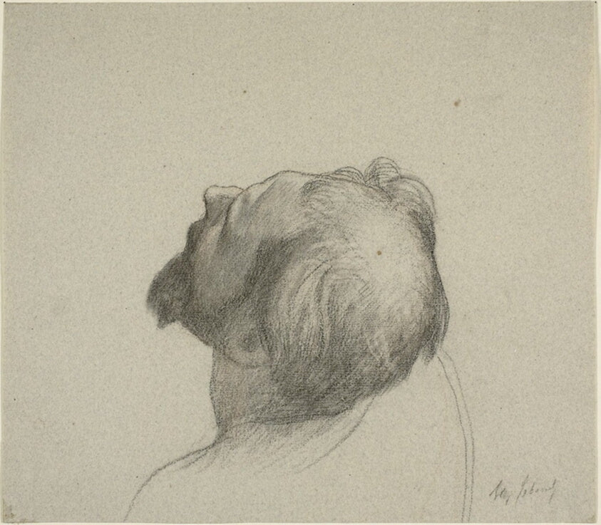 Study of Man's Upturned Head by  Alexandre Cabanel, 23x16"( A2 size) Poster Print