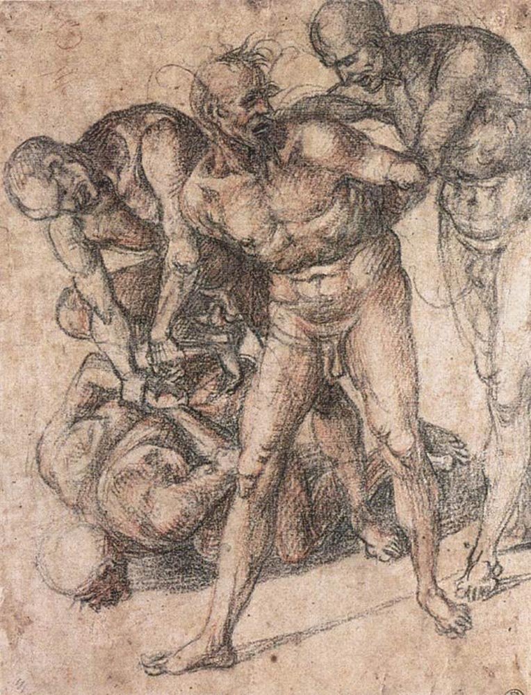 Study of Nudes, vintage artwork by Luca Signorelli, A3 (16x12") Poster Print
