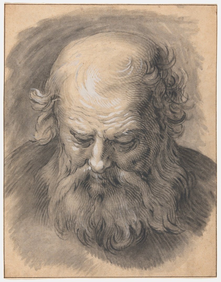 Study of the Head of a Bearded Man by  Abraham Bloemaert,23x16"( A2 size ) Poster Print