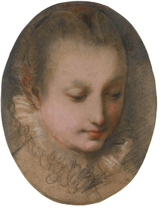 Study of the head of a young lady, vintage artwork by Federico Barocci, 12x8" (A4) Poster