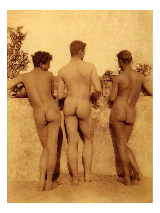 study-of-three-male-nudes, historic photo by Wilhelm von Gloeden, 16x12"(A3) Poster