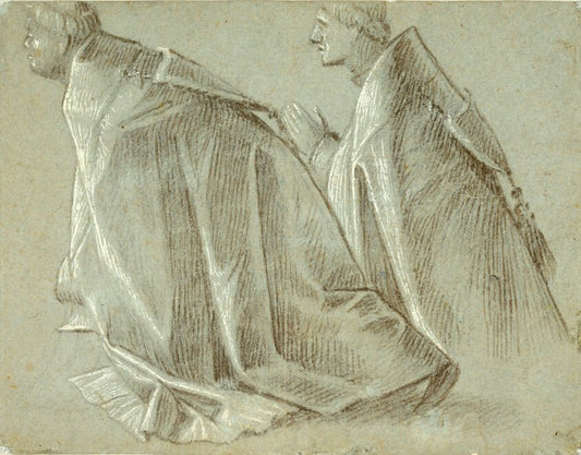 Study of Two Kneeling Clerics (recto); Study of Standing Youth (verso) by  Vittore Carpaccio, 23x16"( A2 size) Poster Print