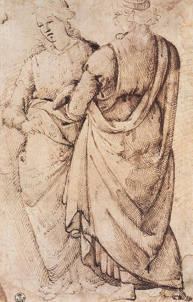 Study of Two Women, vintage artwork by Domenico Ghirlandaio, A3 (16x12") Poster Print