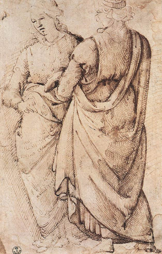 Study of Two Women, vintage artwork by Domenico Ghirlandaio, A3 (16x12") Poster Print