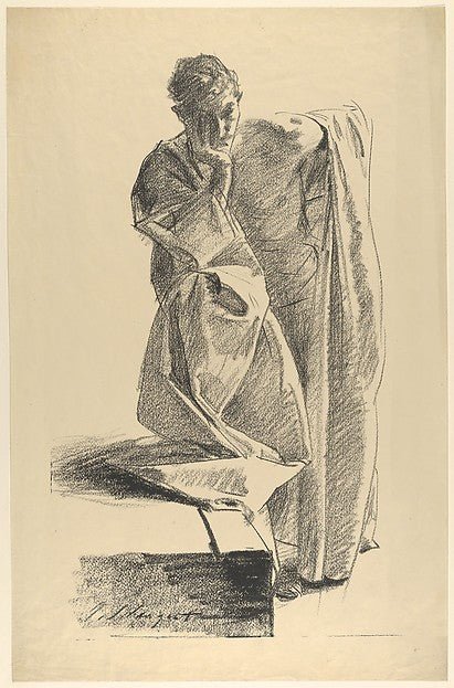 Study of Young Man in a Robe  Standing 1895-John Singer Sargen, vintage art, A3 (16x12") Poster Print