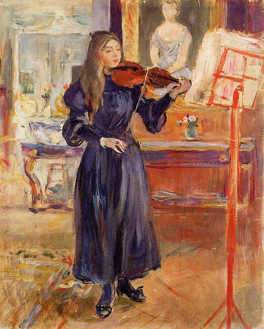 Studying the Violin - 1892 - 1893 by Berthe Morisot, vintage art, modern poster print
