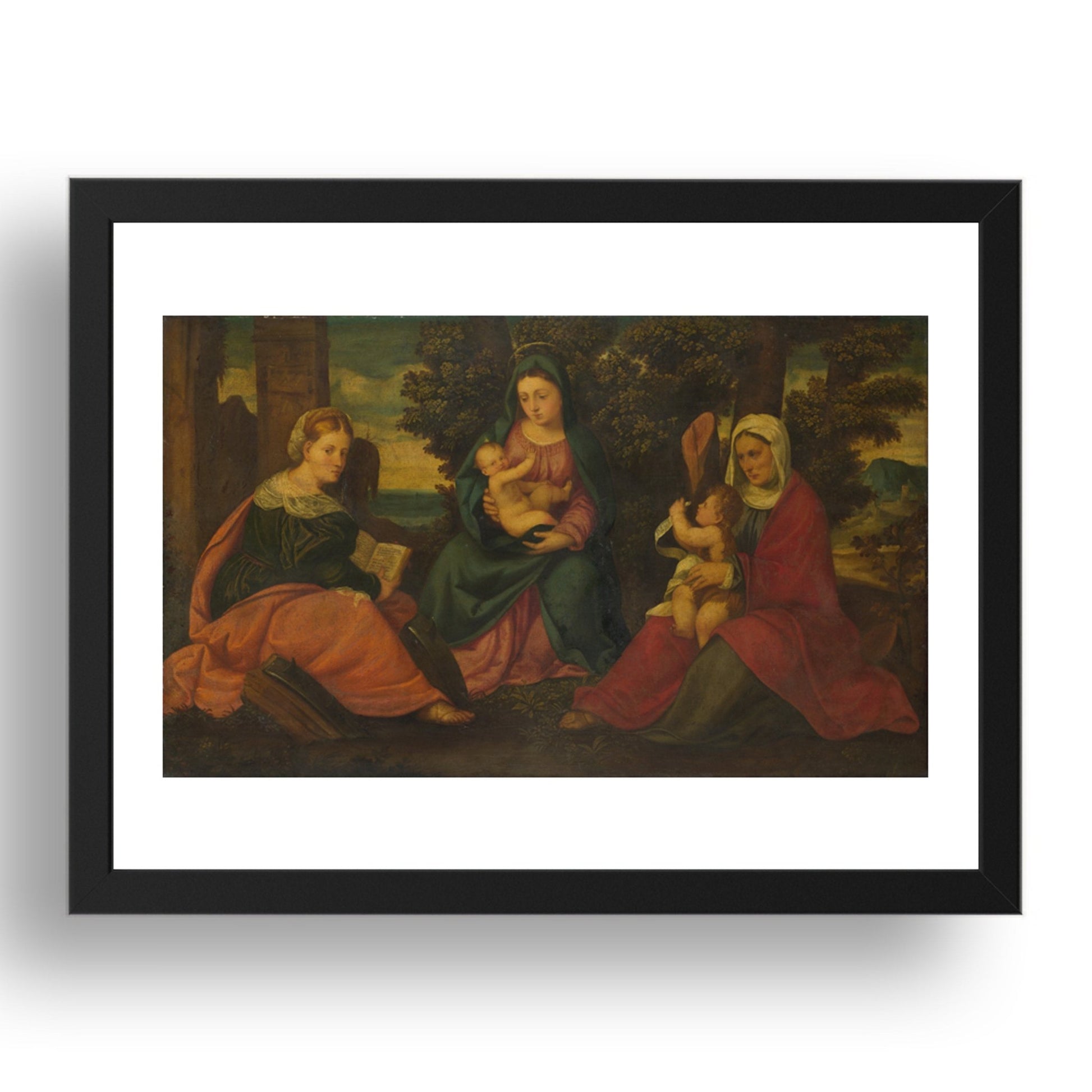 Style of Bonifazio di Pitati: The Madonna and Child with Saints, Poster in 17x13"(A3) Frame
