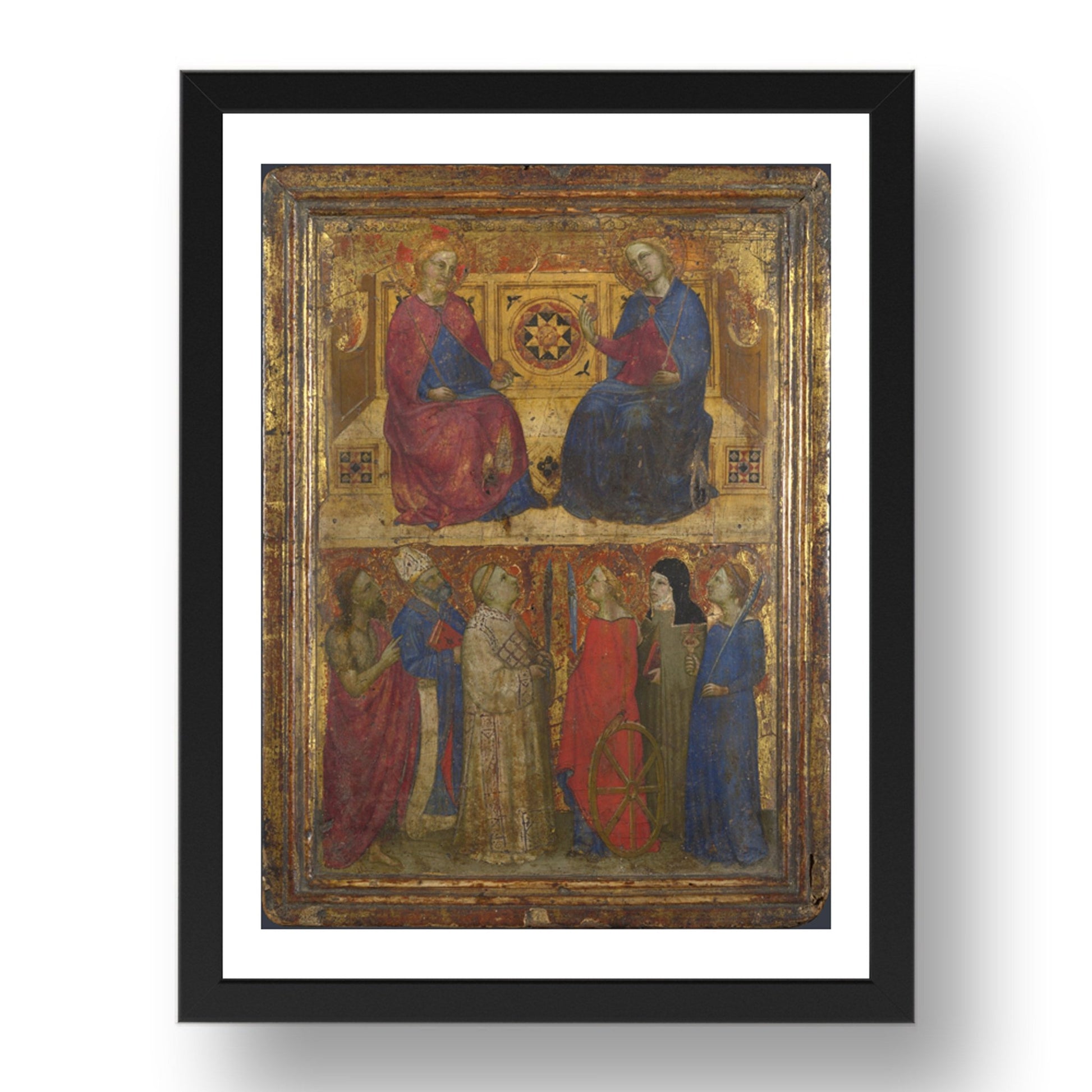 Style of Giovanni da Milano: Christ and the Virgin with Saints, Poster in 17x13"(A3) Frame
