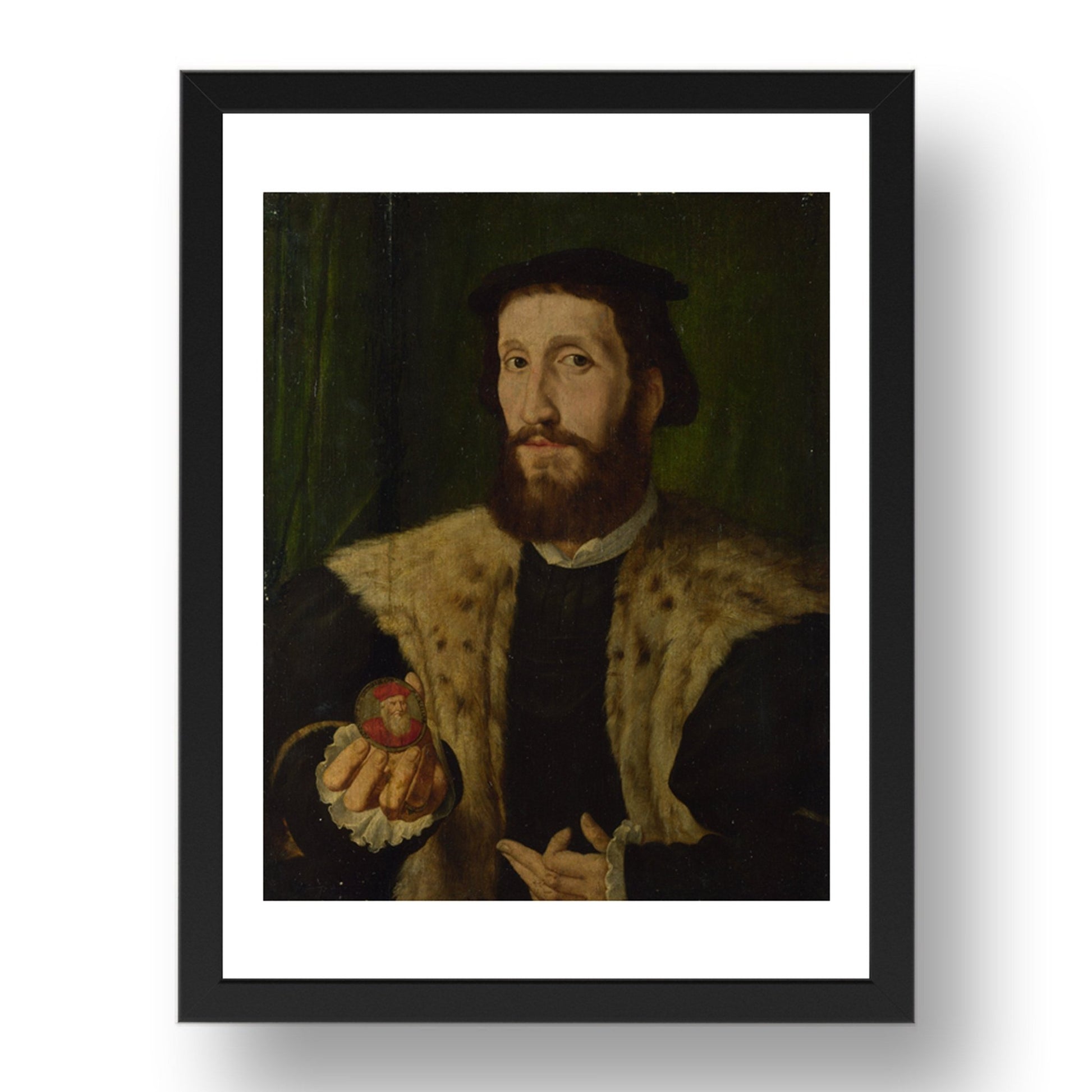 Style of Jan Cornelisz. Vermeyen: A Man holding a Coloured Medal, Poster in 17x13"(A3) Frame