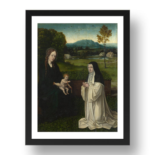Style of Joachim Patinir: The Virgin and Child with a Cistercian Nun, Poster in 17x13"(A3) Frame