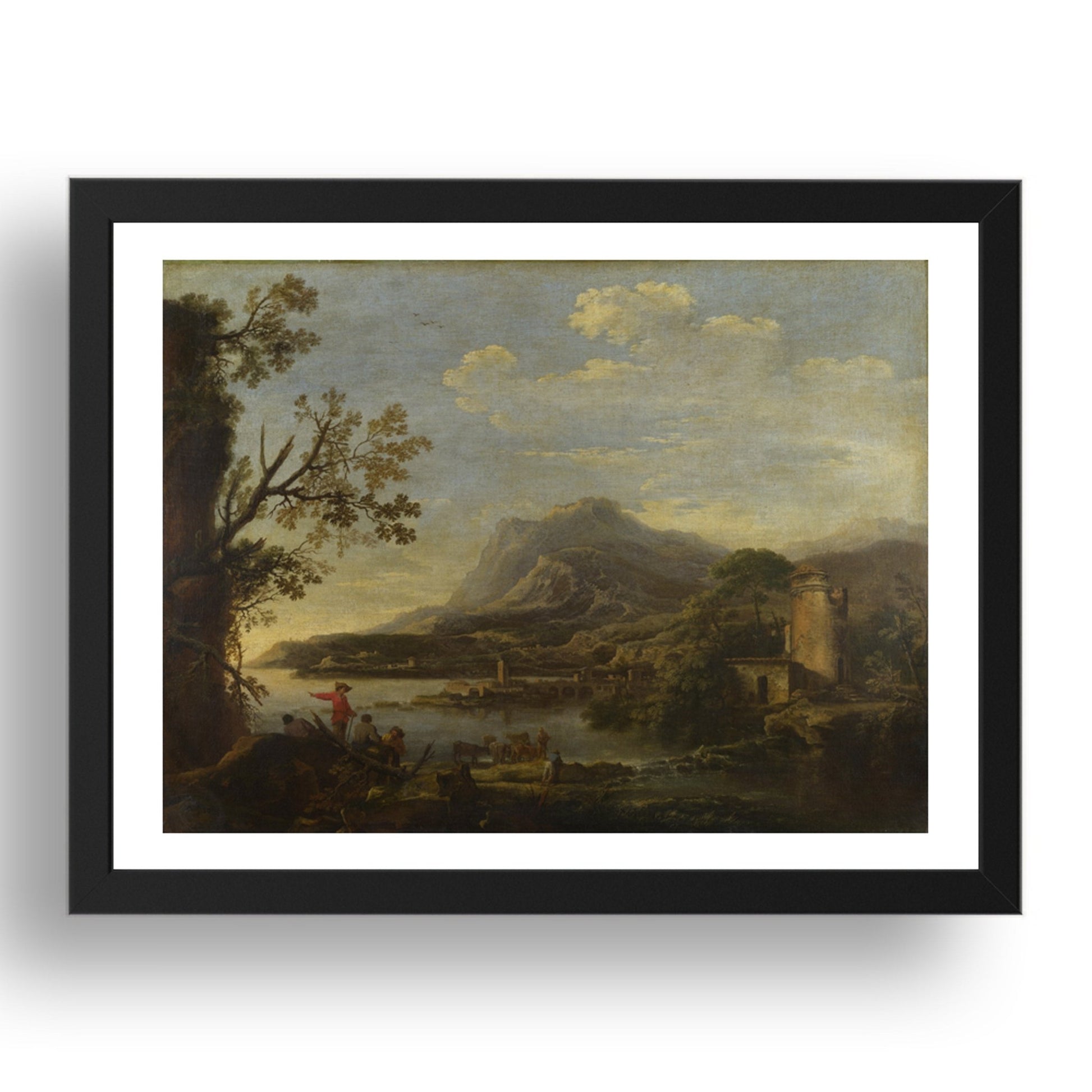 Style of Salvator Rosa: A Coastal Scene, Poster in 17x13"(A3) Frame