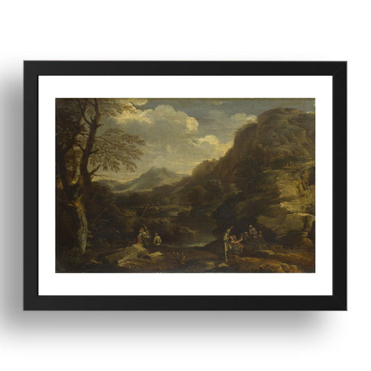 Style of Salvator Rosa: Mountainous Landscape with Figures, Poster in 17x13"(A3) Frame