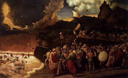 Submersion of the Pharoahs in the Red Sea, vintage artwork by Andrea Previtali, A3 (16x12") Poster Print