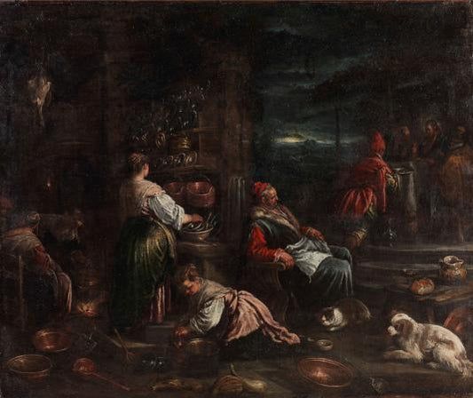 Supper at Emmaus, vintage artwork by Girolamo Bassano, A3 (16x12") Poster Print