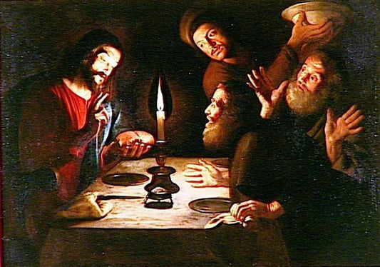 Supper at Emmaus, vintage artwork by Trophîme Bigot, 12x8" (A4) Poster