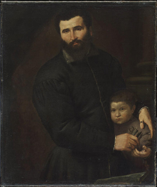 Surgeon Gian Giacomo and His Son Giovanni Antonio, vintage artwork by Lorenzo Lotto, A3 (16x12") Poster Print