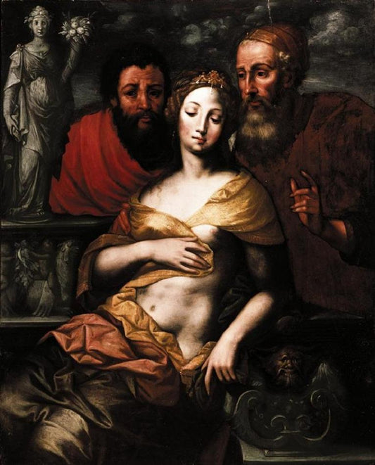 Susanna and Elders, vintage artwork by Vincent Sellaer, A3 (16x12") Poster Print