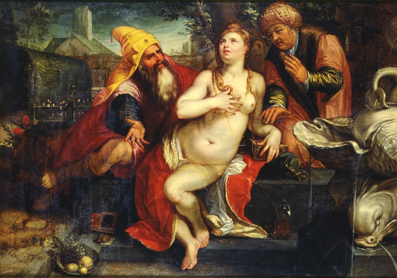 Suzanna and the Elders, vintage artwork by Hendrick Goltzius, A3 (16x12") Poster Print