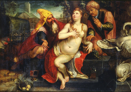 Suzanna and the Elders, vintage artwork by Hendrick Goltzius, A3 (16x12") Poster Print