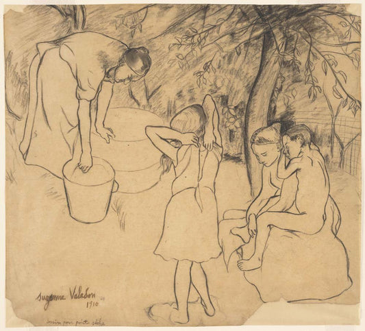 Suzanne Valadon -  Children's Bath in the Garden, vintage art, A3 (16x12")  Poster Print 