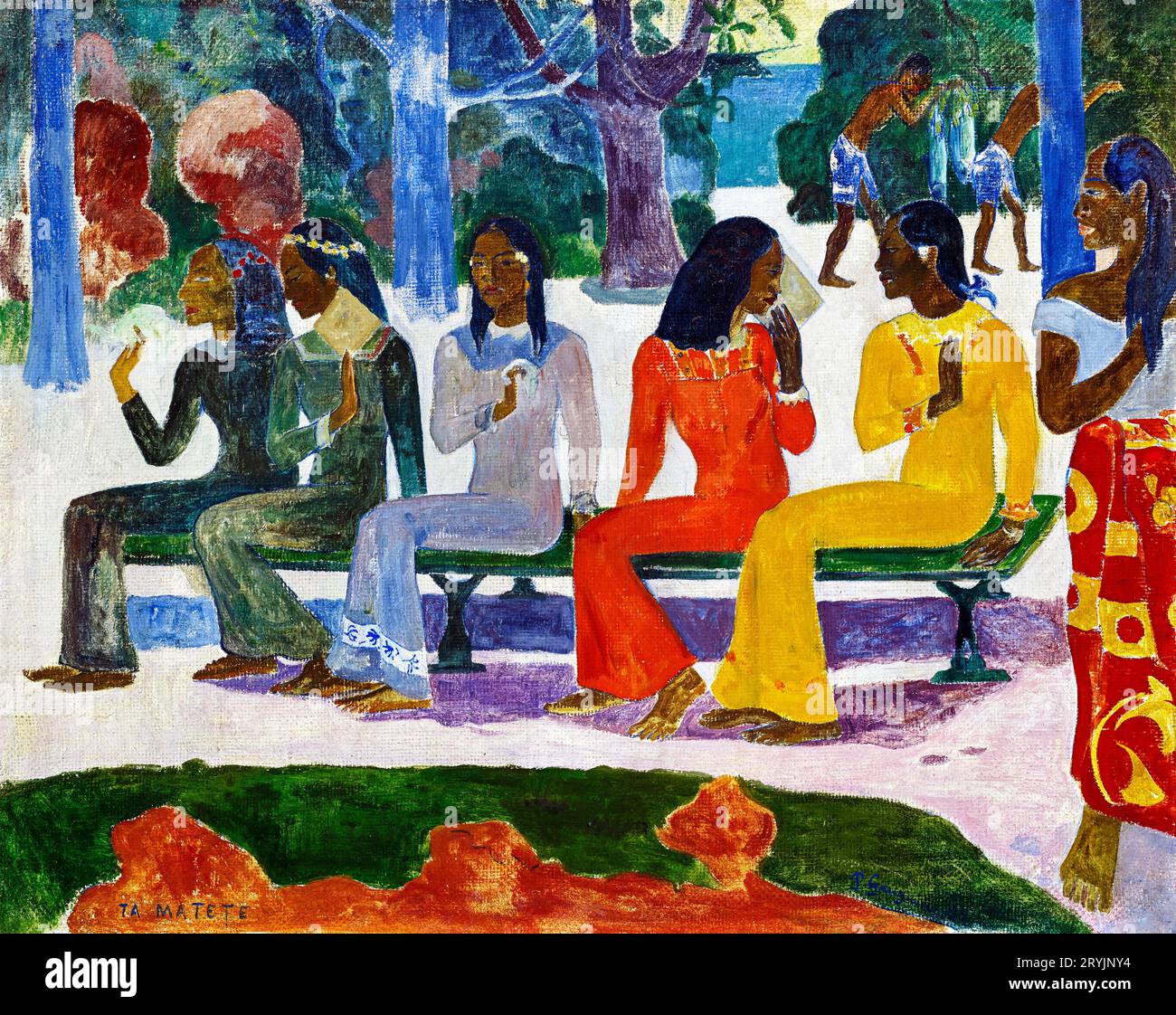 Ta Matete (We Shall Not Go to the Market Today) by Paul Gauguin, vintage art, modern poster print