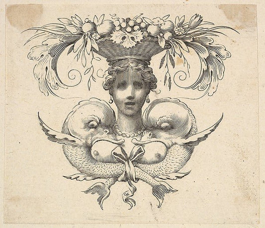 Tail-piece: Woman's Head -Claude Mellan , vintage art, A3 (16x12") Poster Print