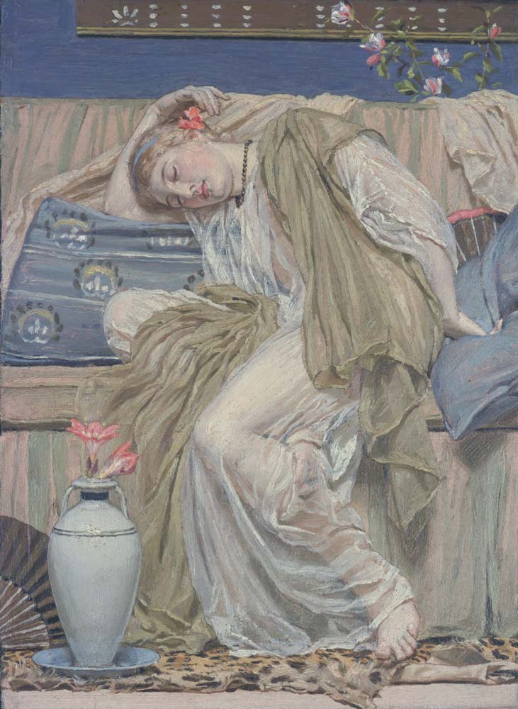 a sleeping girl by Albert Moore, ca.1875, 12x8" (A4) Poster
