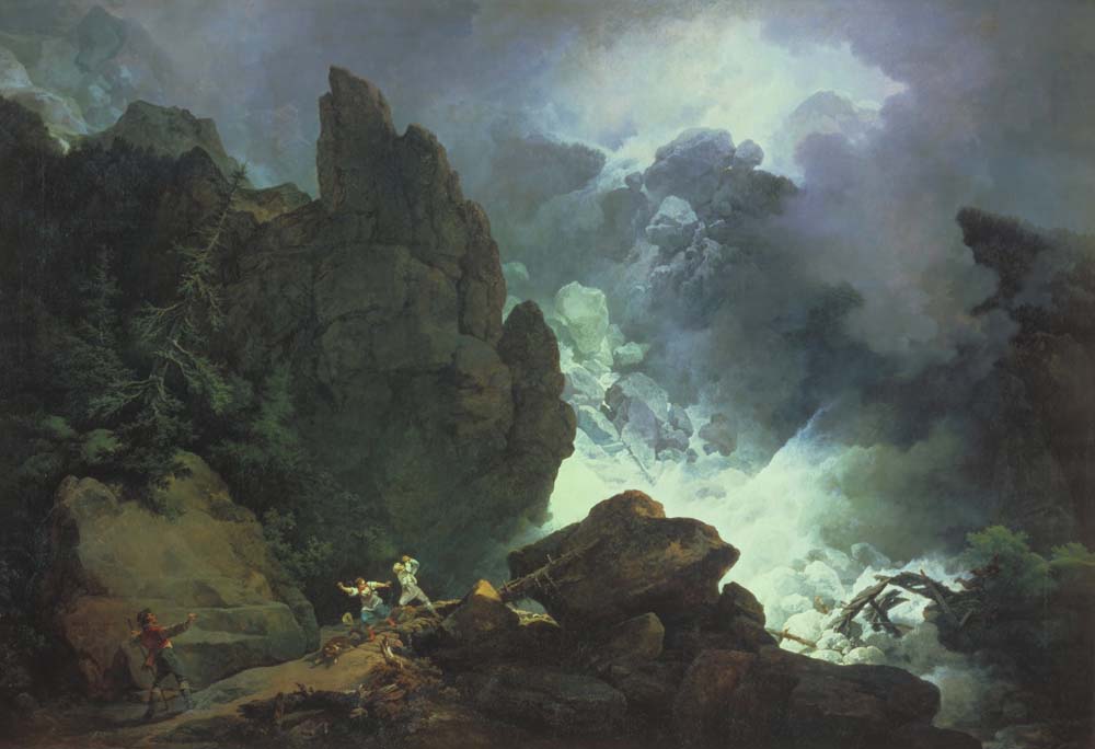 an avalanche in alps by P. J. De Loutherbourg, 12x8" (A4) Poster