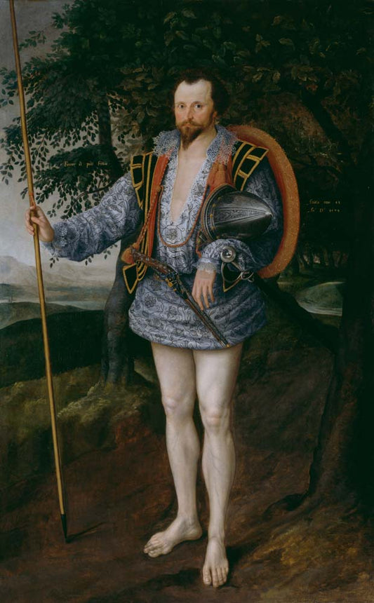 portrait of captain thomas lee by M. Gheeraerts II, 12x8" (A4) Poster