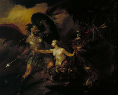 satan, sin & death by W. Hogarth, ca.1735, 12x8" (A4) Poster