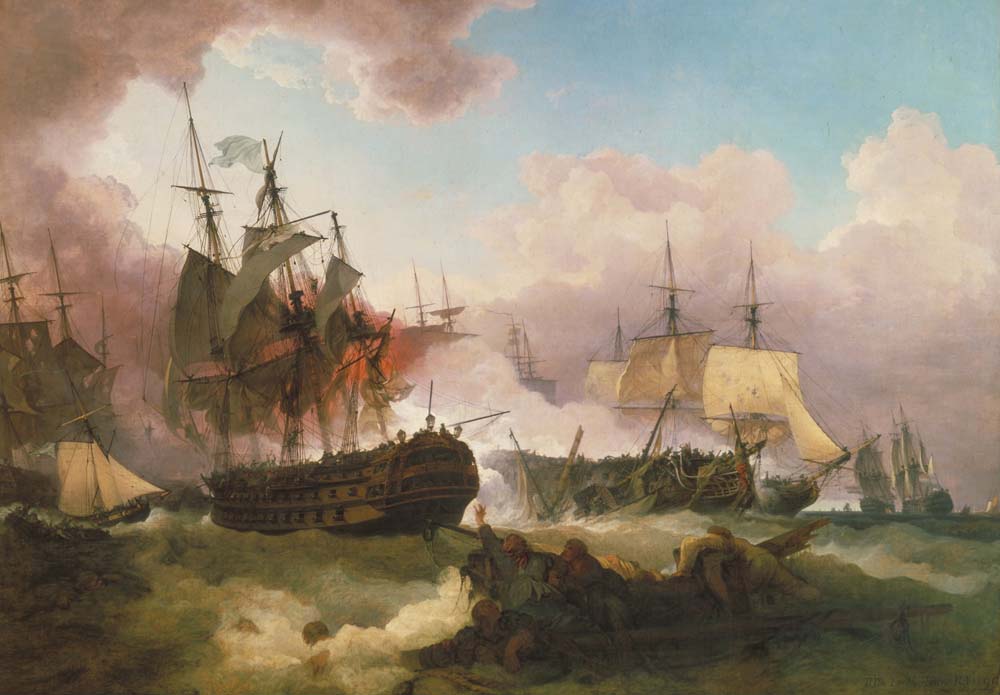 the battle of camperdown by P.J. De Loutherbourg, 12x8" (A4) Poster